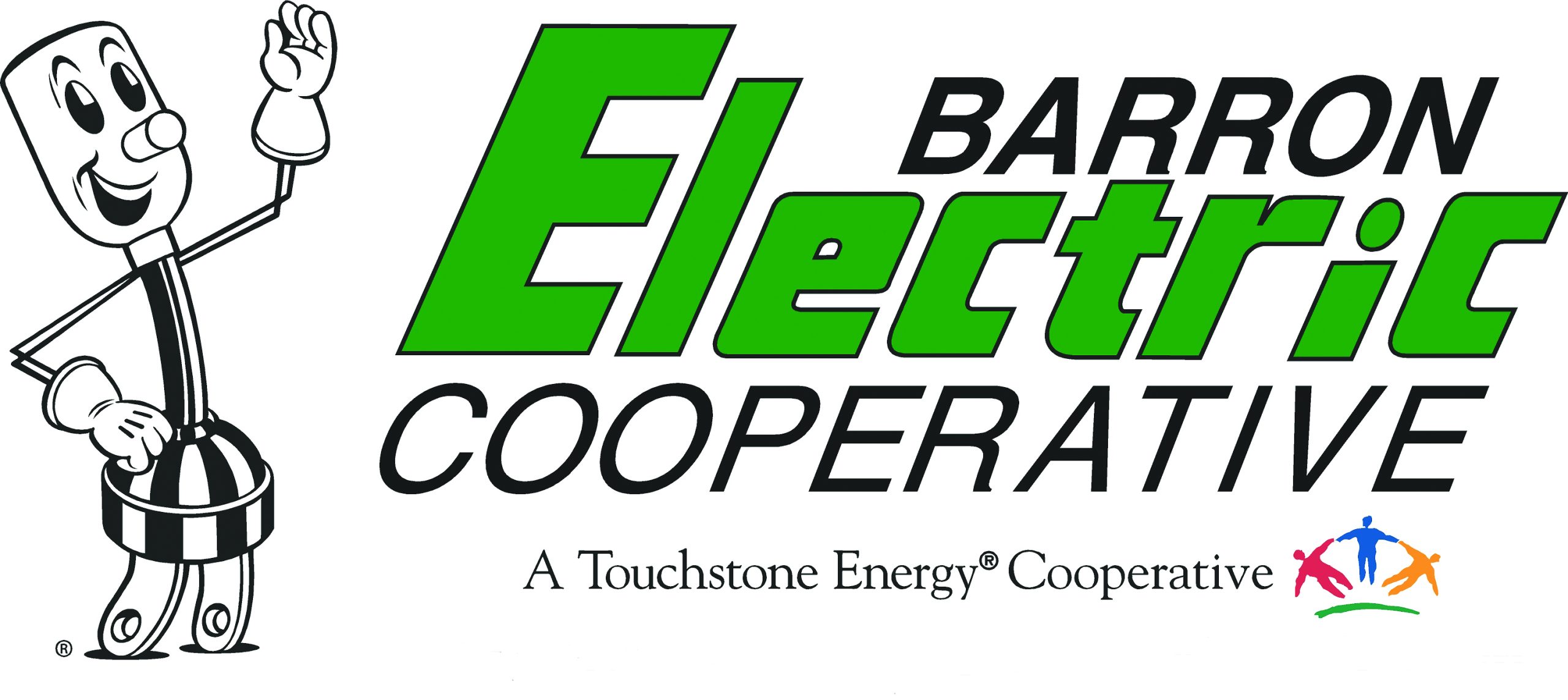 Barron Electric Cooperative logo featuring a friendly character, emphasizing community engagement and support for local initiatives in Spooner.